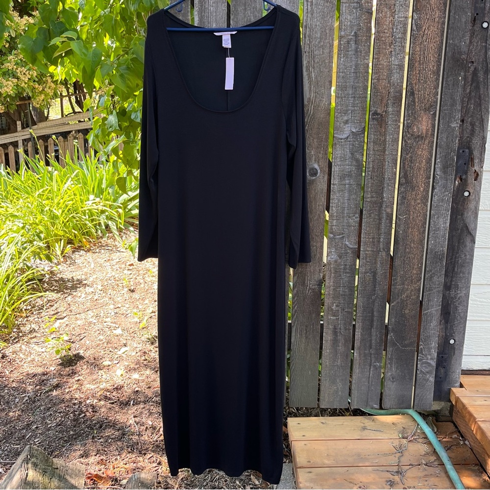Victoria’s Secret Ribbed Modal Longsleeve Slip Dress NWT In Black Sz XXL